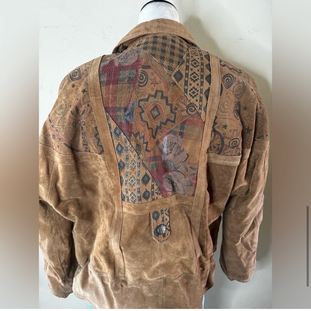 Brown Patterned Bomber Jacket - image 1